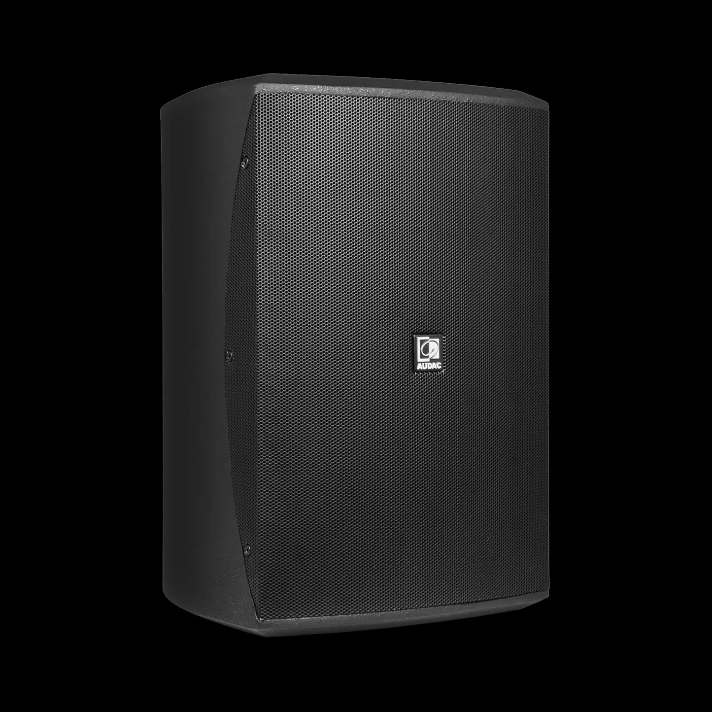 Audac Full range speaker 8 inch in black color, showcasing its sleek design and functionality.