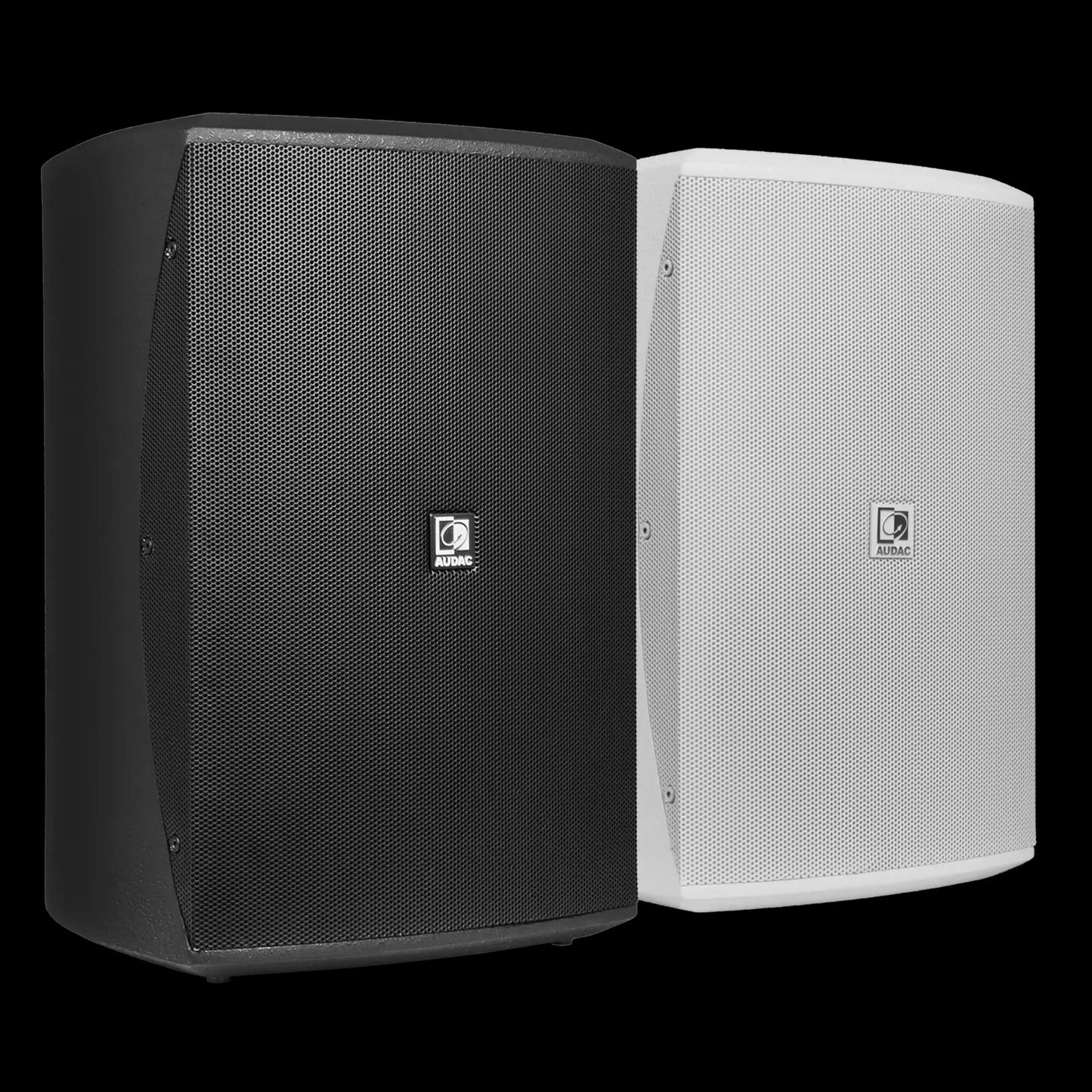 Audac Full range speaker 8 inch in black color, designed for high-quality sound performance.