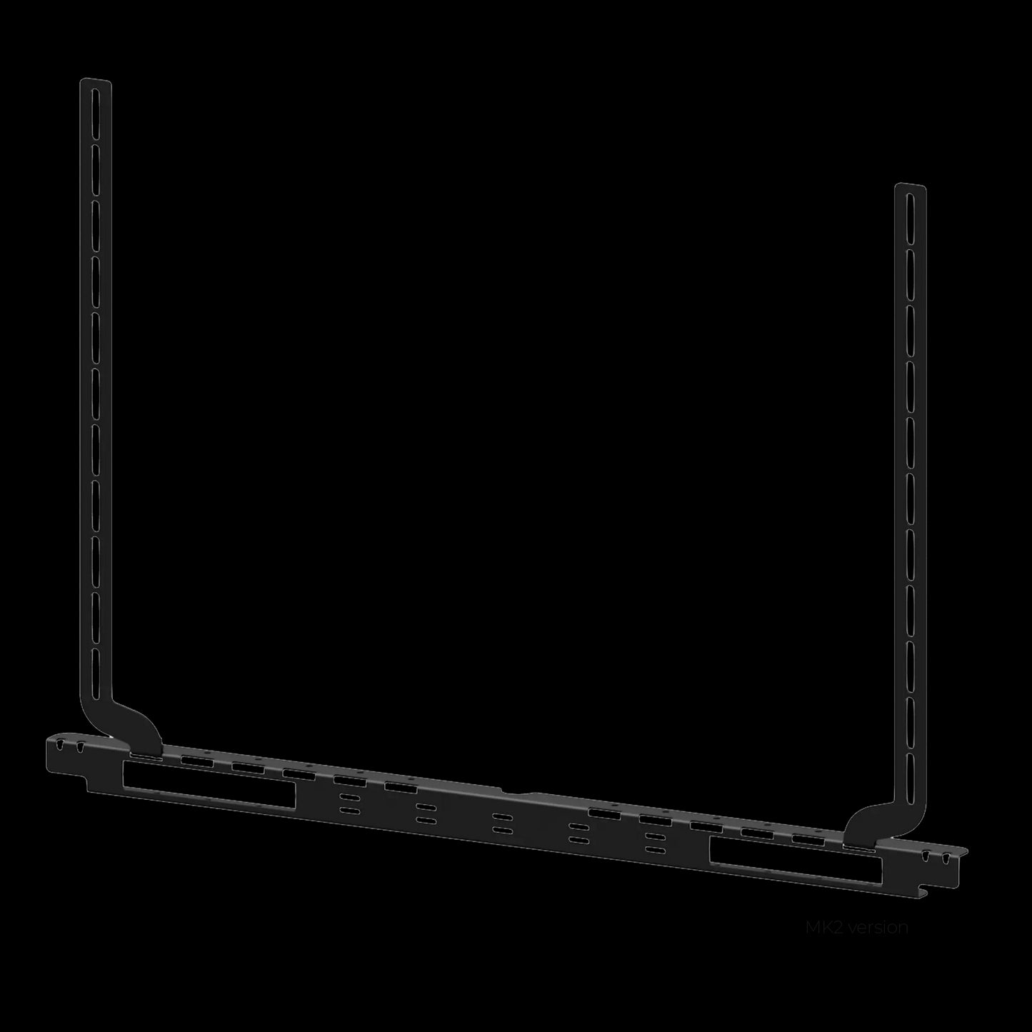 Audac screen mount bracket for IMEO2 in black, showcasing its design and features.