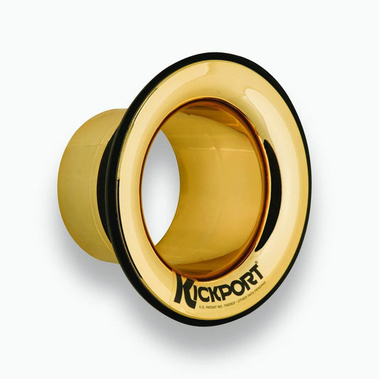 Big Bang 5-Inch Bass Drum Kickport in gold, designed to enhance sound quality for drummers.
