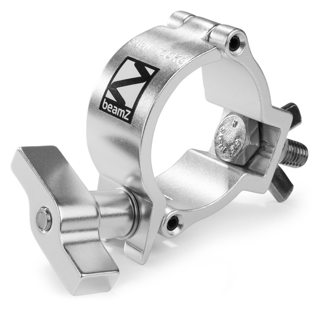 Front angled view of the Heavy duty aluminium half coupler, supports up to 100kg, perfect for theater and stage setups.
