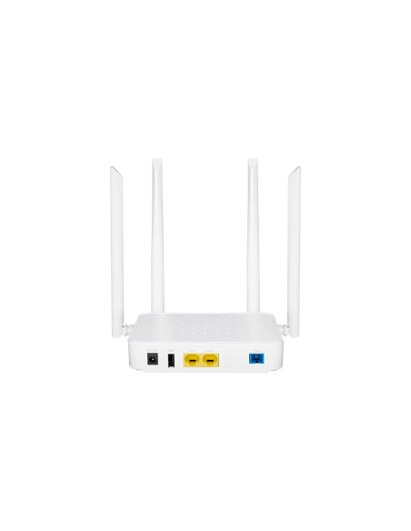 BDCOM xPON ONU/ONT device featuring 802.11ac technology and two 1GB LAN ports.