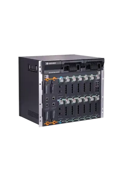 Image of the BDCOM EPON OLT Chassis in an empty state, showcasing its design and structure.