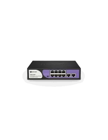 Image of BDCOM 8-Port 100M Unmanaged PoE Switch with 90W power budget, featuring 8 PoE ports and 2 100M RJ45 ports.