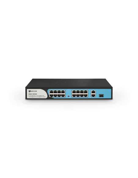 BDCOM 16-Port 100M PoE Switch with 180W power budget, featuring 1 GE and 1 SFP port.