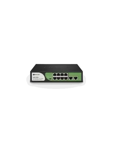 Image of BDCOM 8-Port Gigabit PoE Switch with 90W power and 2 RJ45 ports.
