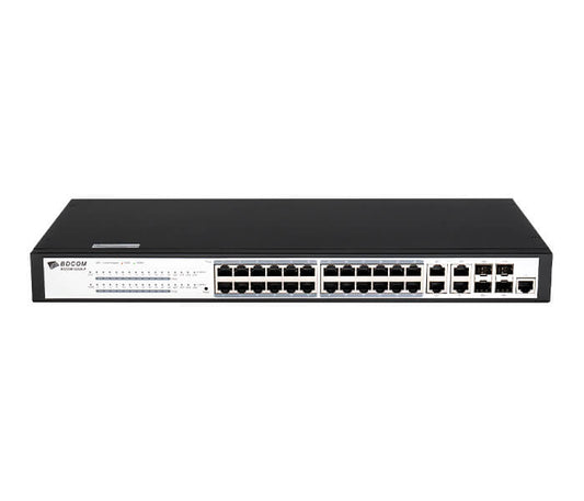 Image of BDCOM 24-Port Managed Gigabit PoE Switch showcasing its design and features.