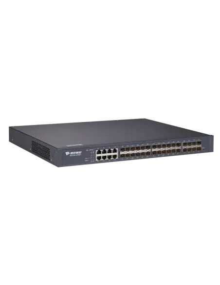 Image of a BDCOM 24-Port SFP+ Managed Switch showing its ports and design.