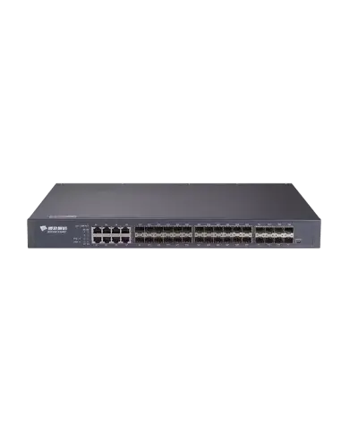Image of a BDCOM 24-Port SFP+ Managed Switch showcasing its design and ports.