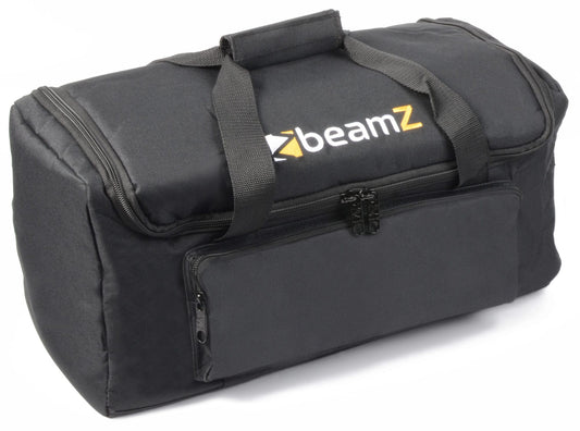 Top view of the Padded BEAMZ AC-120 Soft Case for mobile lighting fixtures, featuring secure storage pockets and view windows. Ideal for DJs and bands.