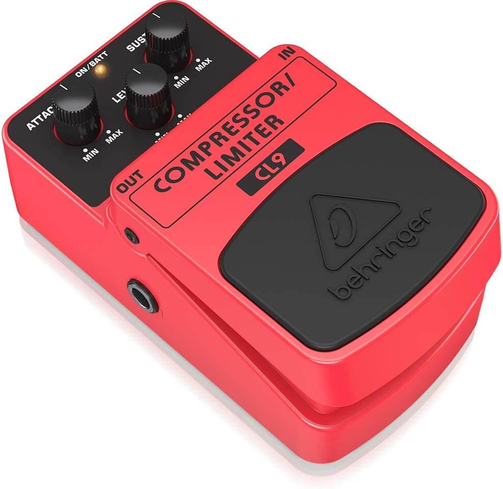 Behringer CL9 Compressor/Limiter Effects Pedal for dynamic control, showcasing its design and features.