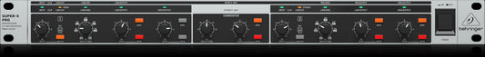Behringer CX2310V2 Super-X Pro Crossover showing the front view with precise control features.