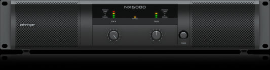 Front view of the Behringer NX6000 High-Density 6000W Power Amplifier with DDT