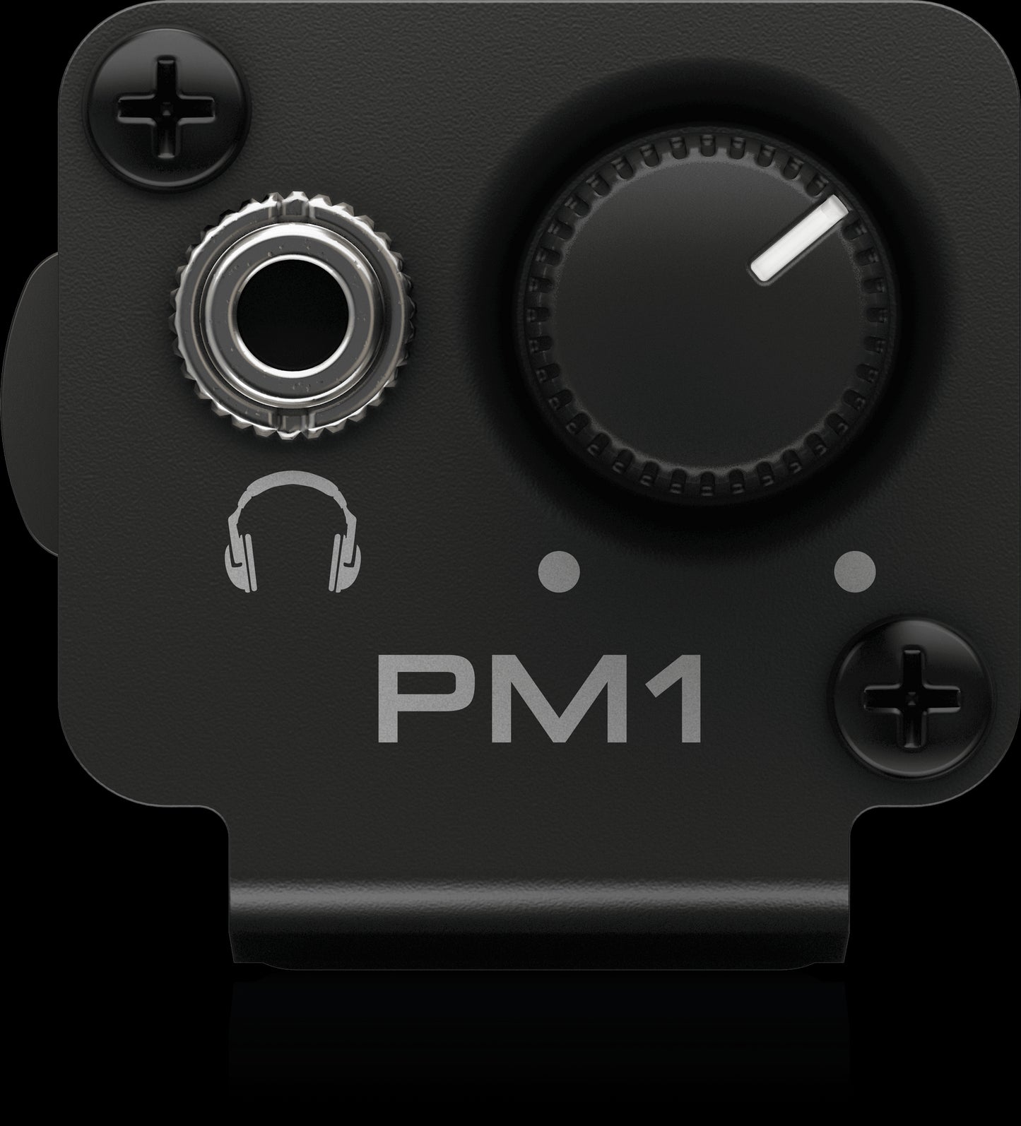 Behringer PM1 Personal Single-Channel In-Ear Monitor Amplifier displayed on a white background.