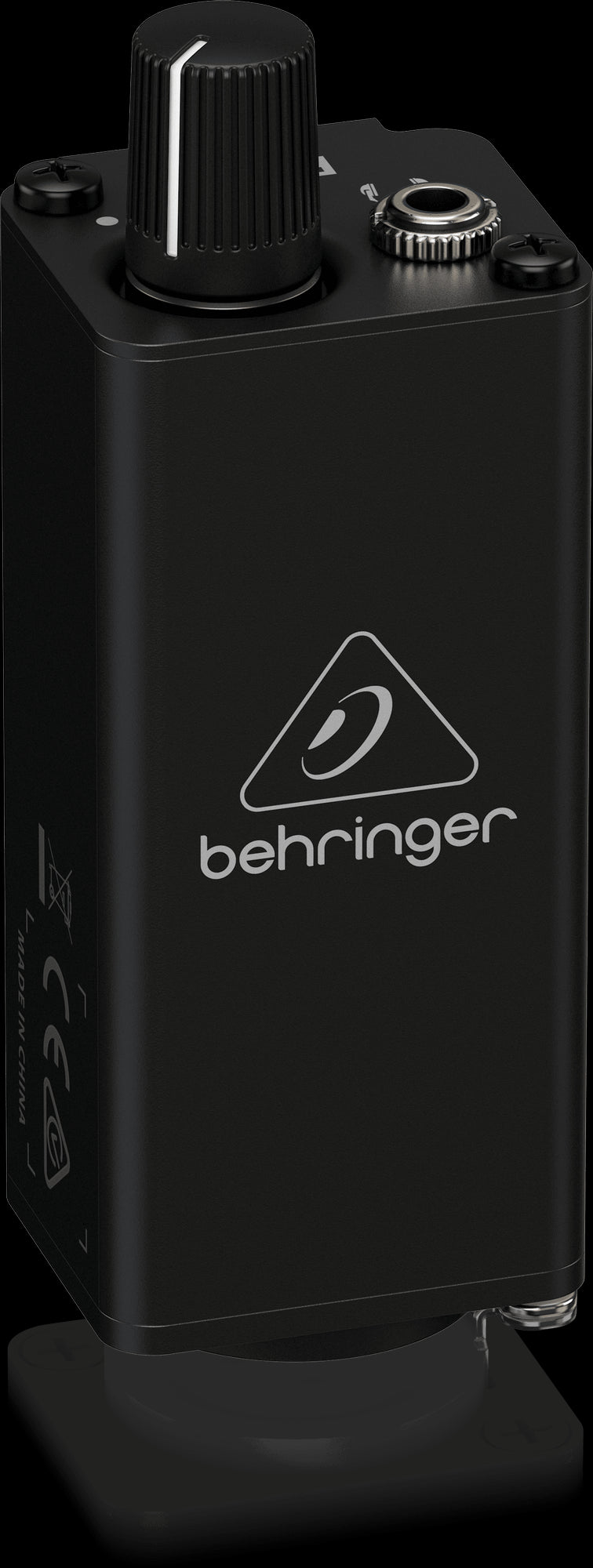 Behringer PM1 Personal Single-Channel In-Ear Monitor Amplifier, showcasing its left side view.