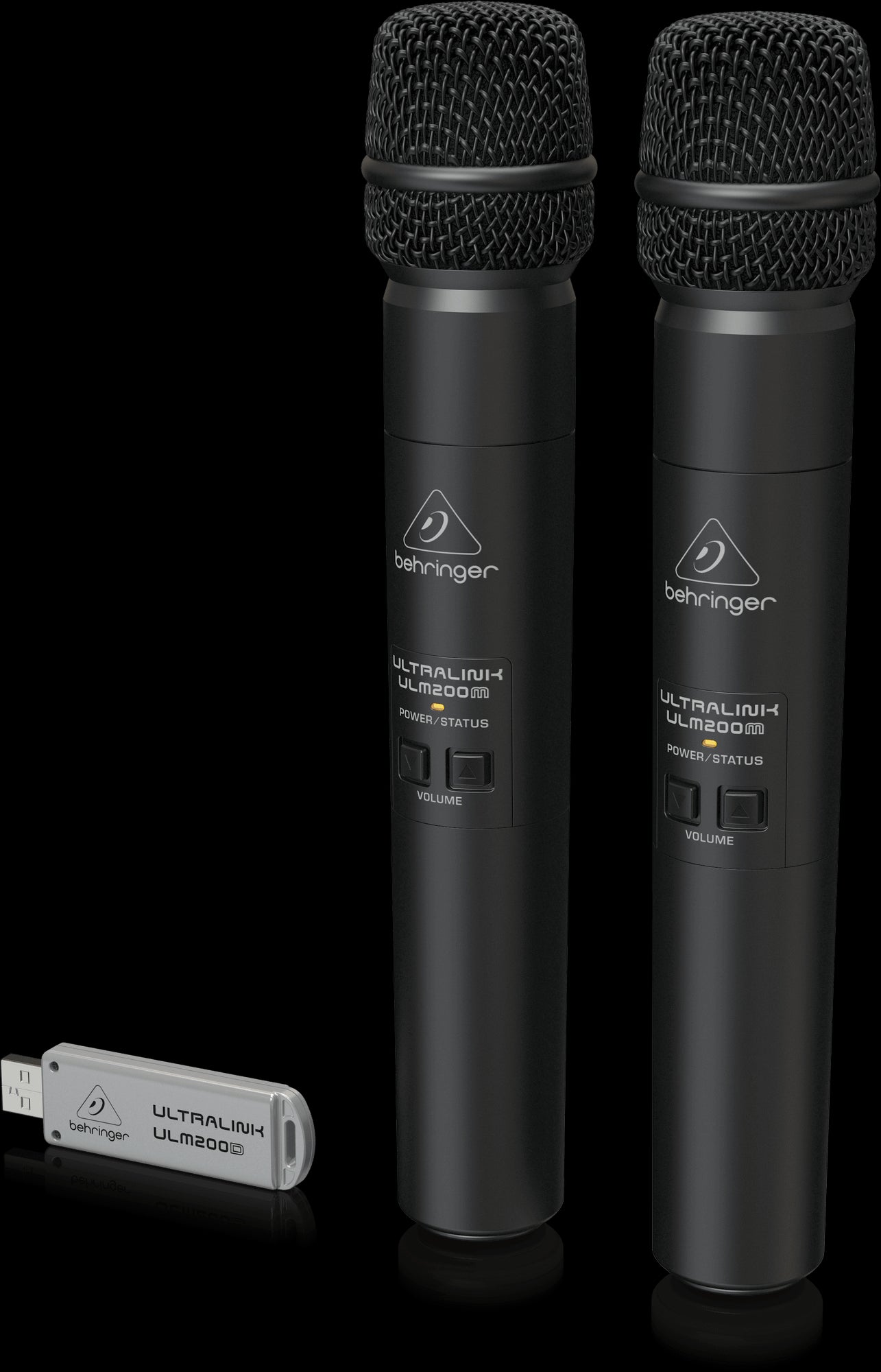 Behringer ULM202USB Dual Wireless Microphone System with USB, showcasing the product design and features.