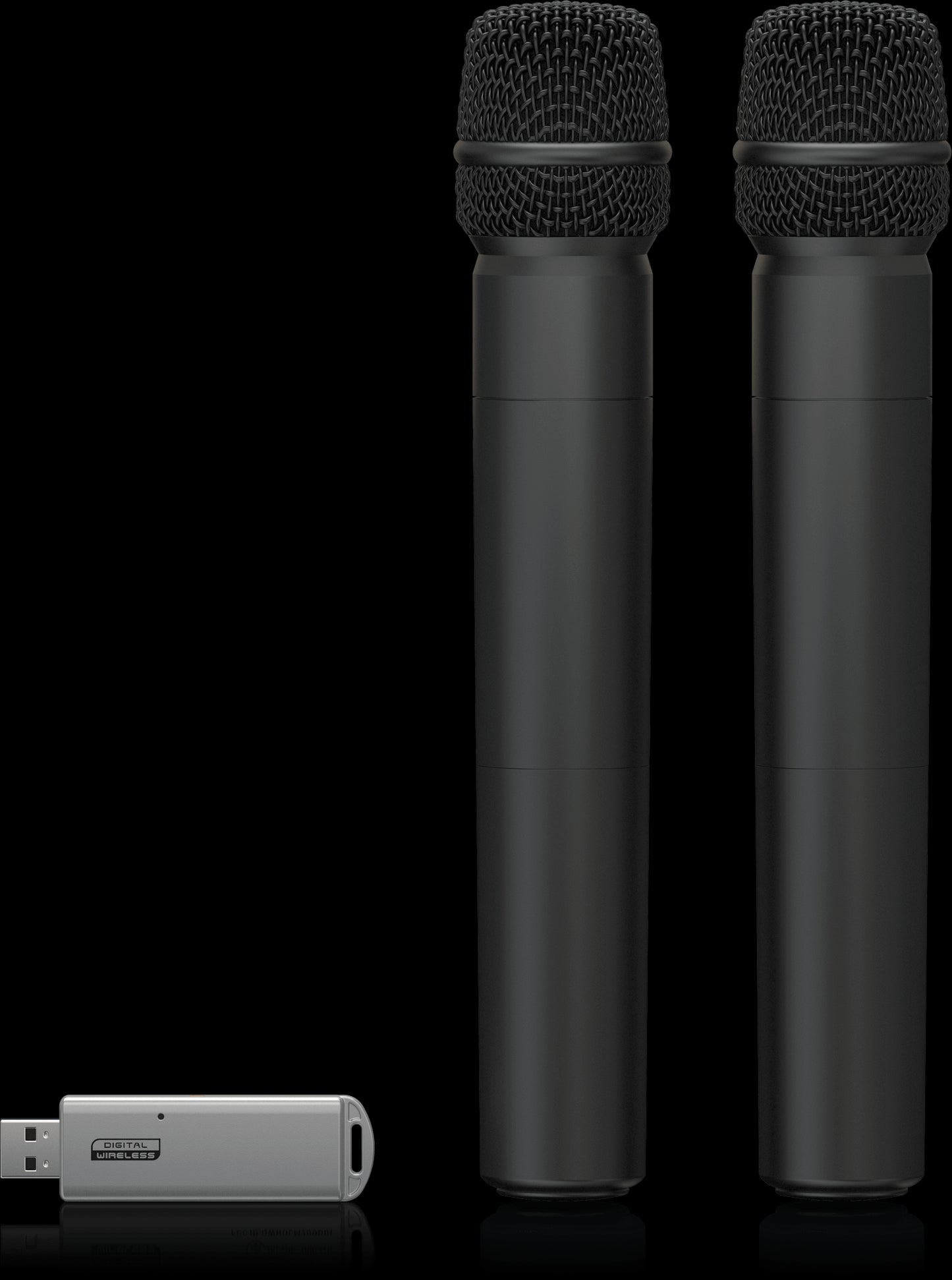 Rear view of the Behringer ULM202USB Dual Wireless Microphone System with USB, showcasing its connectivity and design.