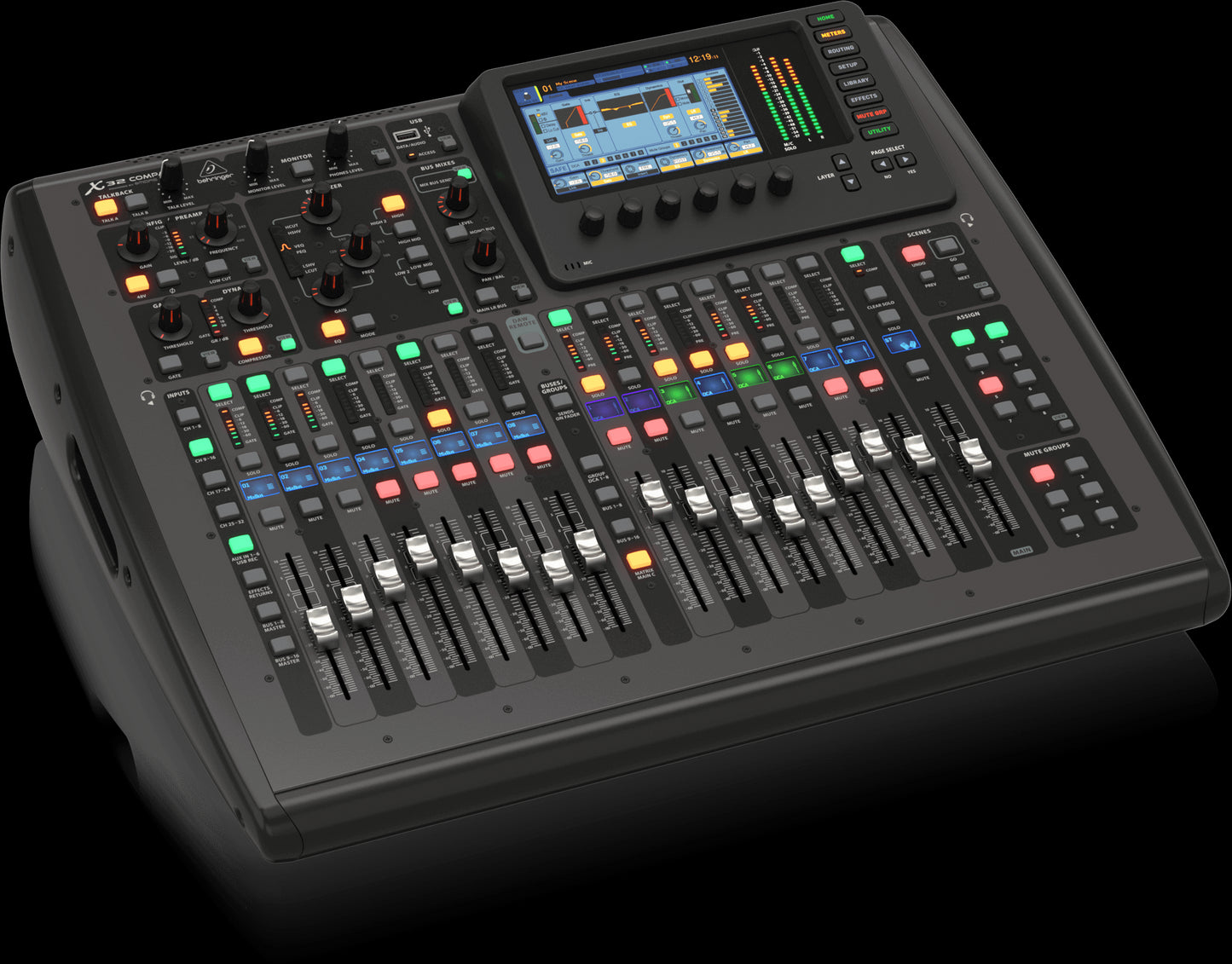 Behringer X32 Producer Compact 40-Input 25-Bus Rack Digital Mixer shown from the left side.