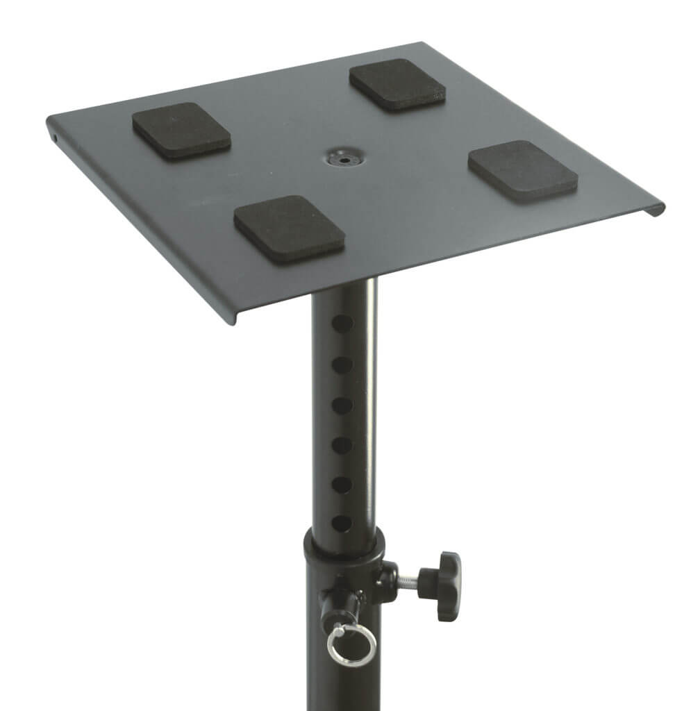 ATHLETIC Adjustable Speaker Stand BOX-100 with a flat top, designed to hold up to 30kg.
