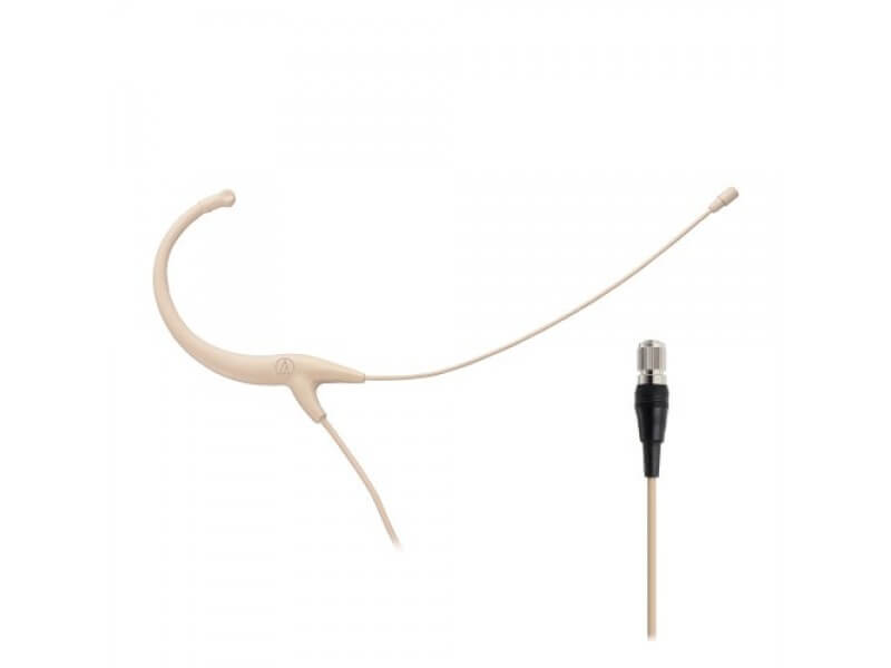 Audio-Technica BP892cH-TH subminiature cardioid condenser headworn microphone in beige color with cH-style screw-down connector.