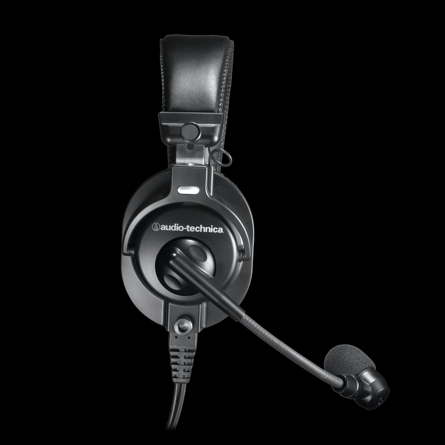Audio-Technica BPHS1 Broadcast Stereo Headset with Dynamic Boom Microphone, showcasing the headset design and microphone.