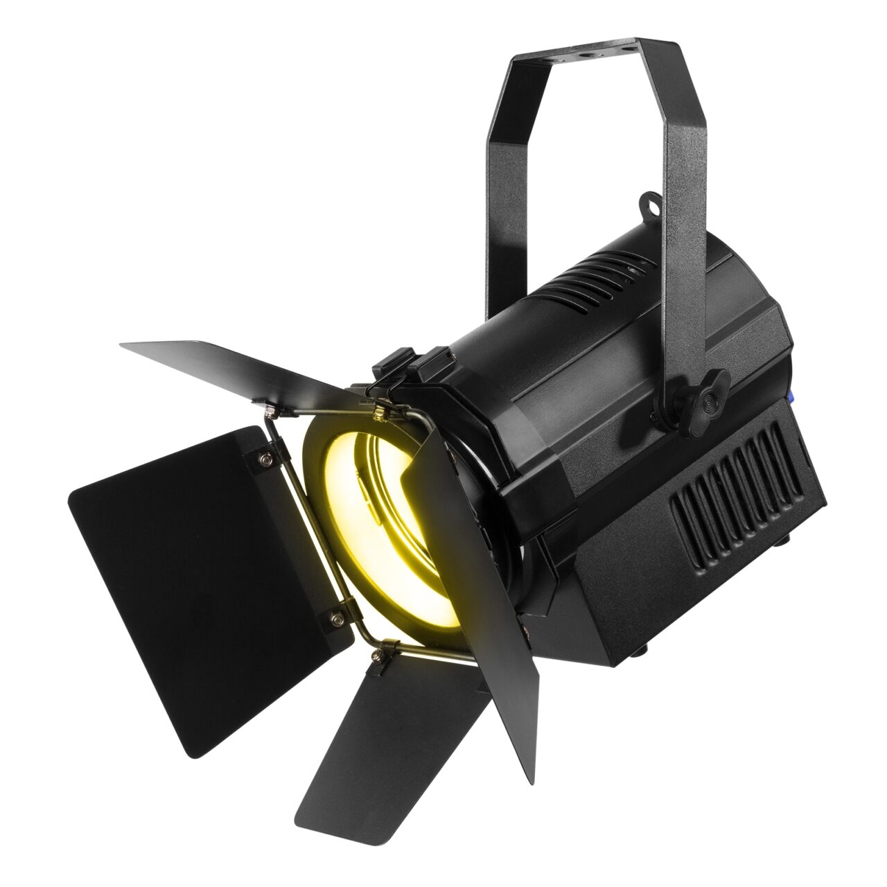 Angled view of the BTF440Z Mini Fresnel Zoom 4x 40W RGBW COB LED - Ideal for theaters, studios, and events 2.