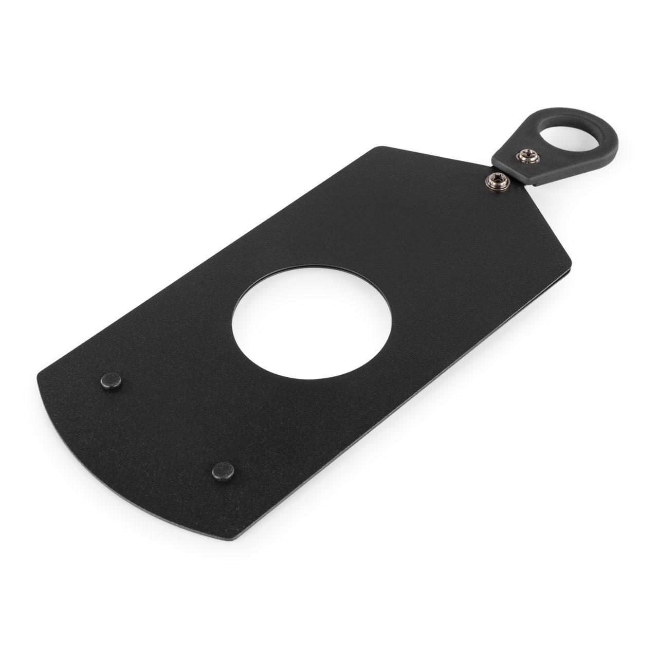 Angled view of the BTS Gobo Holder D-Size in black by BeamZ Pro with a 53.3mm OD and 40mm IA, perfect for BTS lens tubes 1.