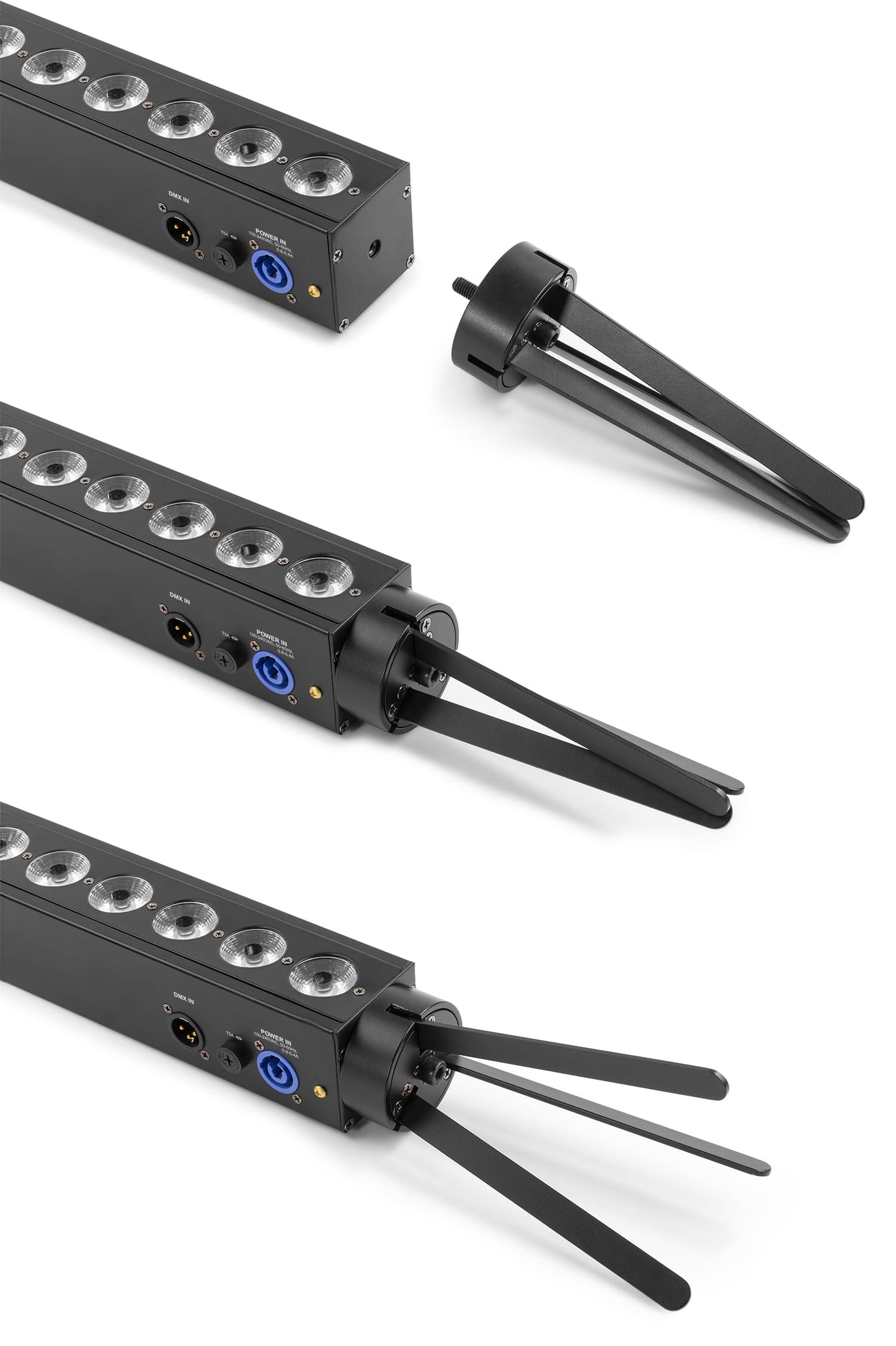 Top view of the BeamZ BBB243 Battery Powered LED BAR with 24x 3W RGB LEDs, ideal for stage and event lighting.