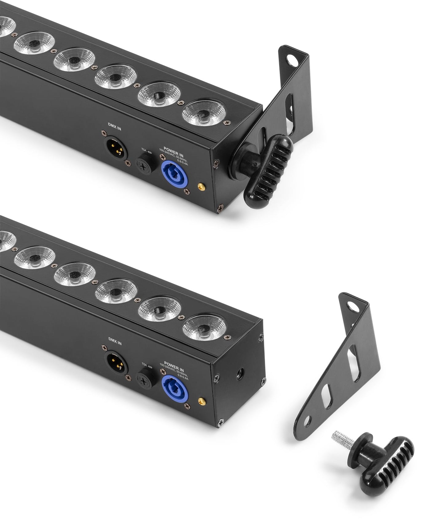 Top view of the BeamZ BBB243 Battery Powered LED BAR with 24x 3W RGB LEDs, ideal for stage and event lighting.
