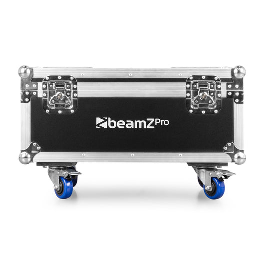 Front view of the BeamZ FL72B Flightcase designed to fit 6 StarColor72B Wash Lights, featuring butterfly locks and custom foam interior.