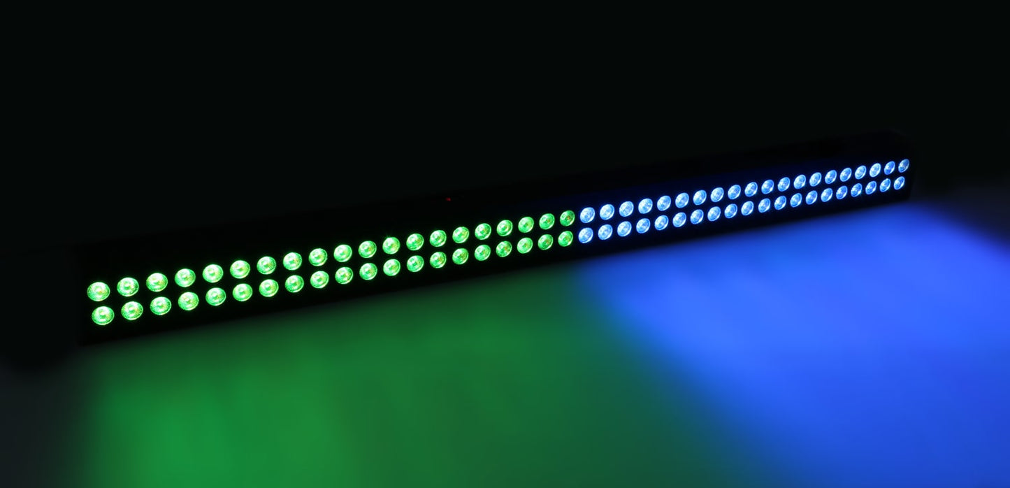 Effects view of the BeamZ LCB803 LED Bar showcasing vibrant RGB colors with 80x 3W 3-in-1 LEDs and extensive DMX control options 1.