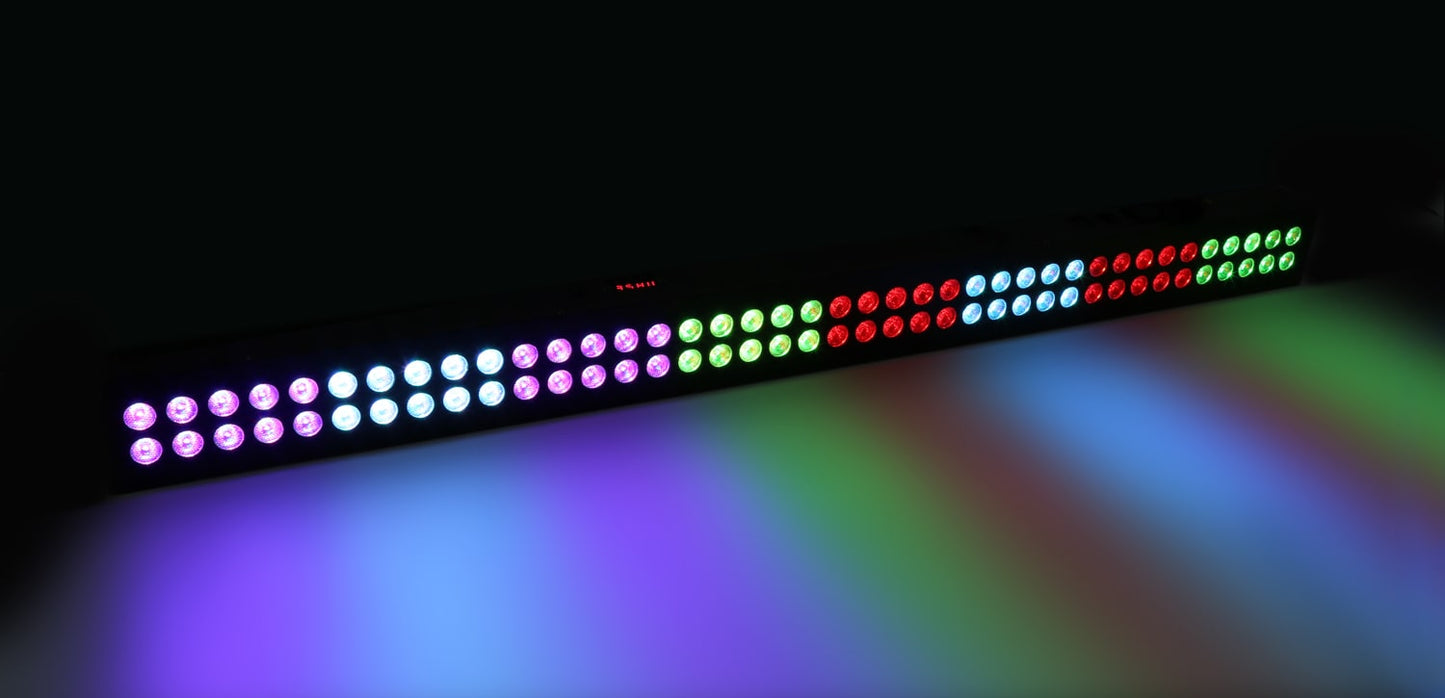 Effects view of the BeamZ LCB803 LED Bar showcasing vibrant RGB colors with 80x 3W 3-in-1 LEDs and extensive DMX control options 2.