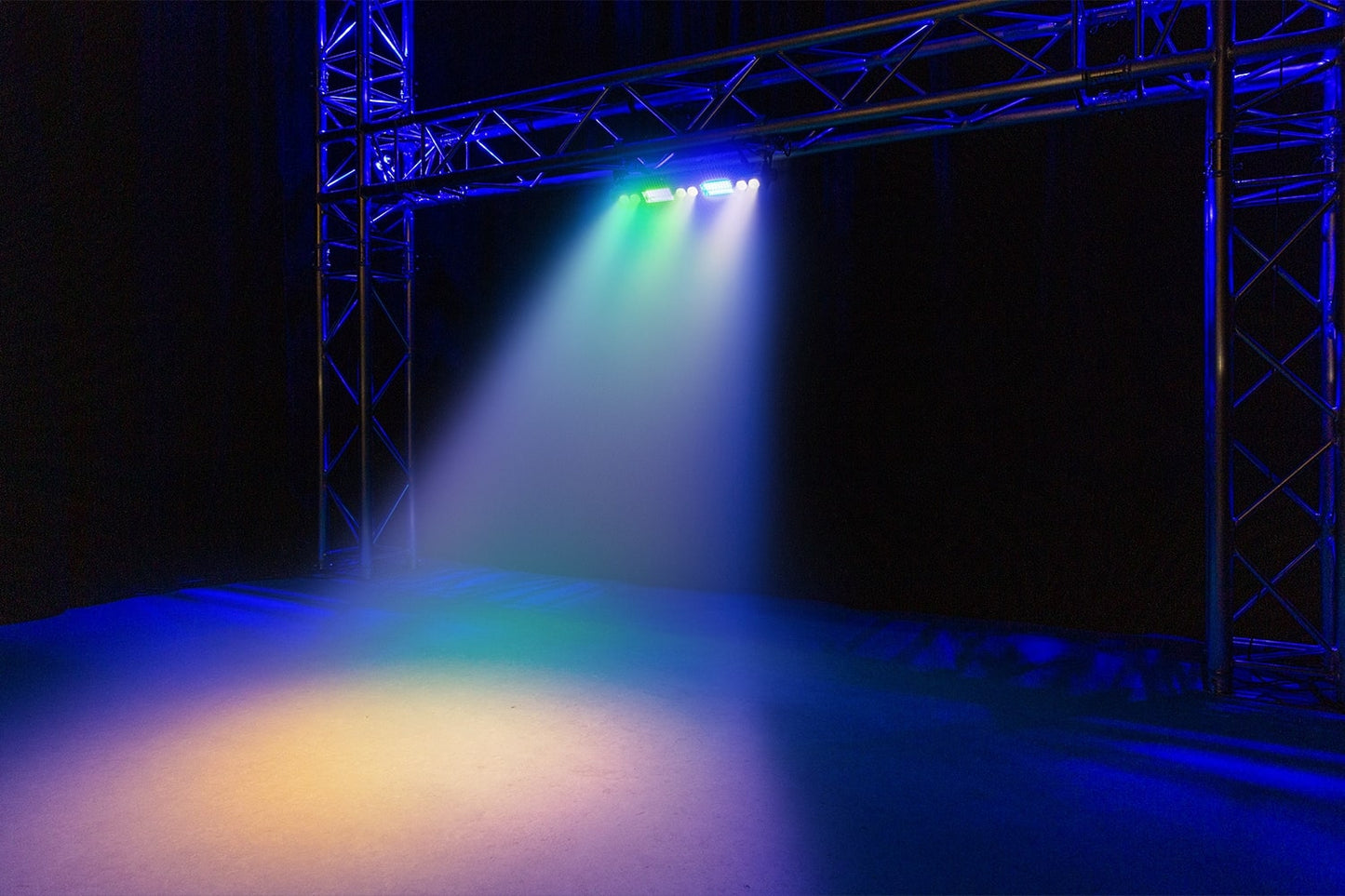 Effects view of the BeamZ LSB340 Multi Effect LED Bar showcasing vibrant RGB colors and warm white LEDs with various lighting effects 2.
