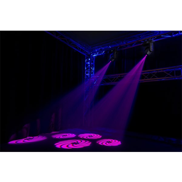 Effects view of the Beamz Ignite120 LED 120W Moving Head Spot - Set of 2 in Flightcase, DMX control, rotating gobos, high-intensity LED 2.