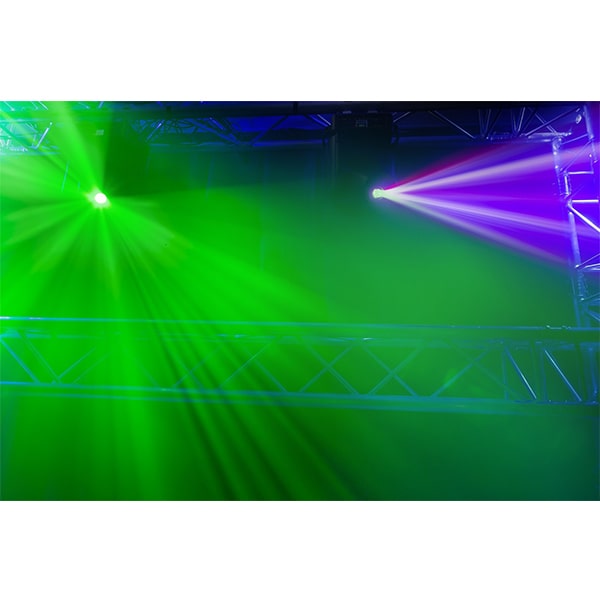 Effects view of the Beamz Ignite120 LED 120W Moving Head Spot - Set of 2 in Flightcase, DMX control, rotating gobos, high-intensity LED 4.