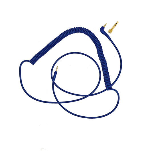 AIAIAI C74 coiled blue 1.5M woven cable with Ed Banger Limited Edition design and adapter.