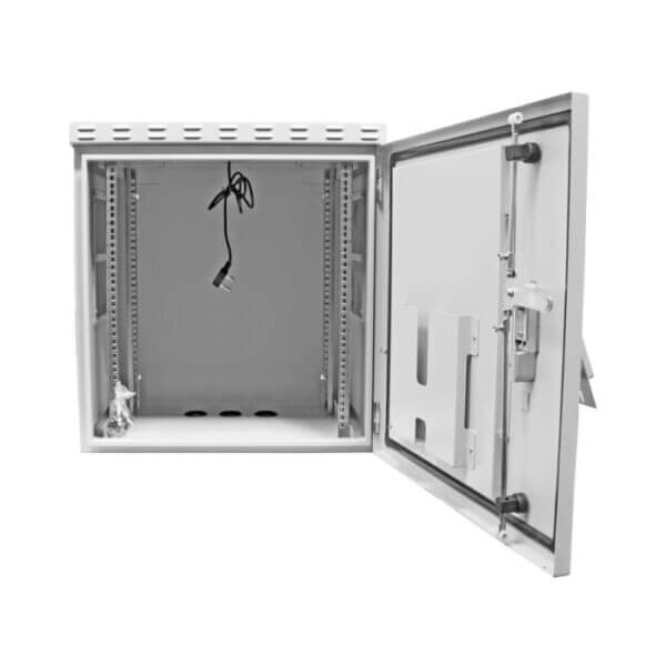 Image of the Scoop 12U Outdoor Cabinet, featuring a 450mm depth and equipped with 2 fans.