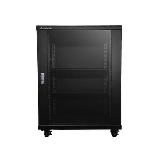 Linkbasic 15U cabinet with 600mm depth, featuring 2 fans and 2 shelves, designed for efficient equipment storage.