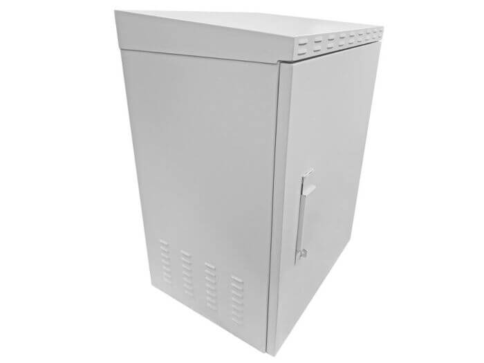 Image of the Scoop 15U Outdoor Cabinet featuring a depth of 450mm and equipped with 2 cooling fans.