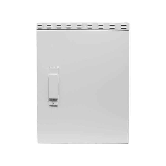 Scoop 15U Outdoor Cabinet with 450mm depth and two cooling fans.