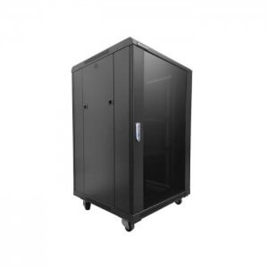 Linkbasic 18U cabinet with 600mm depth, featuring 2 fans and 2 shelves.