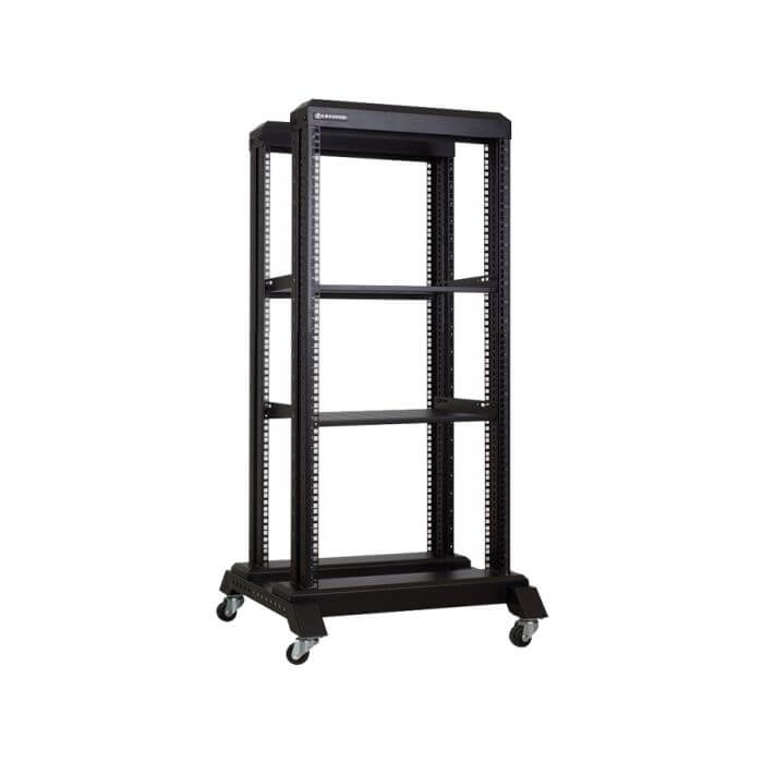 Linkbasic 22U Open Rack with 600mm depth and 2 shelves, suitable for server and network equipment.