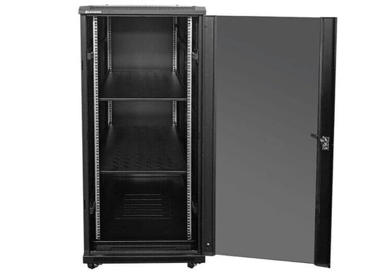 Linkbasic 27U Cabinet with 800mm depth, featuring 4 cooling fans and 2 shelves, designed for efficient server storage.