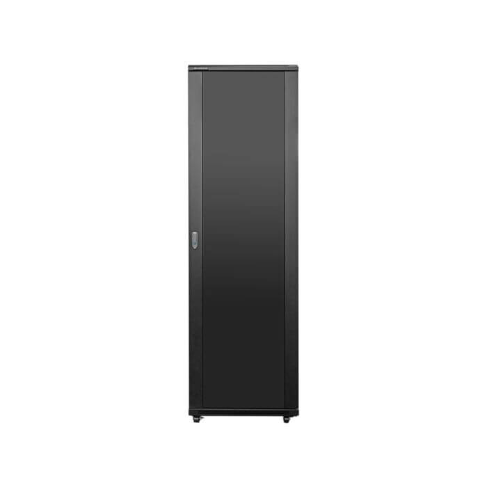 Linkbasic 42U cabinet with 1 meter depth, equipped with 4 fans and perforated doors.