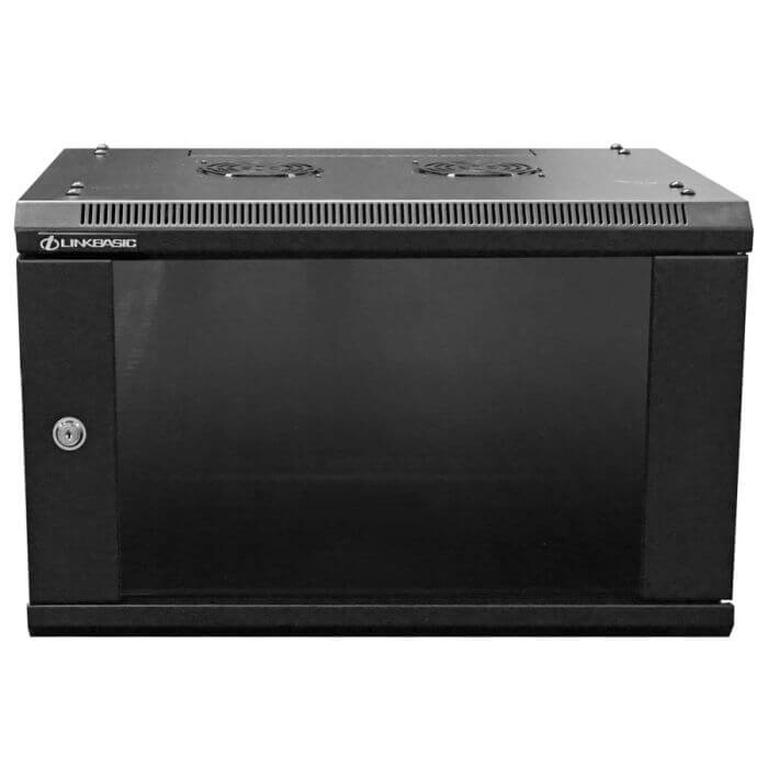 Linkbasic 6U Fixed Wall Mount Rack showcasing a sturdy and functional design for equipment storage.