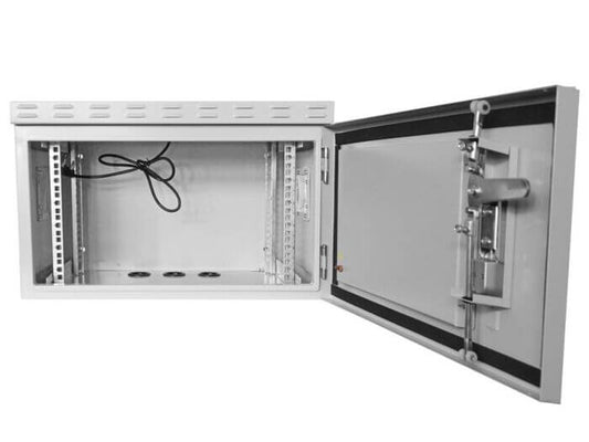 Scoop 6U Outdoor Cabinet with Fans, featuring ventilation fans for optimal equipment cooling.