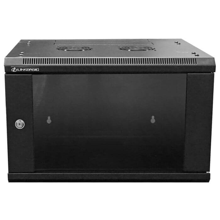 Linkbasic 6U Swing Frame Wall Rack showcasing a sturdy wall-mounted storage solution for networking equipment.