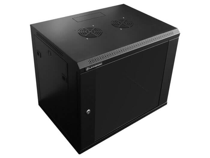 Linkbasic 9U Fixed Wall Mount Rack showcasing a sturdy design for mounting network equipment.