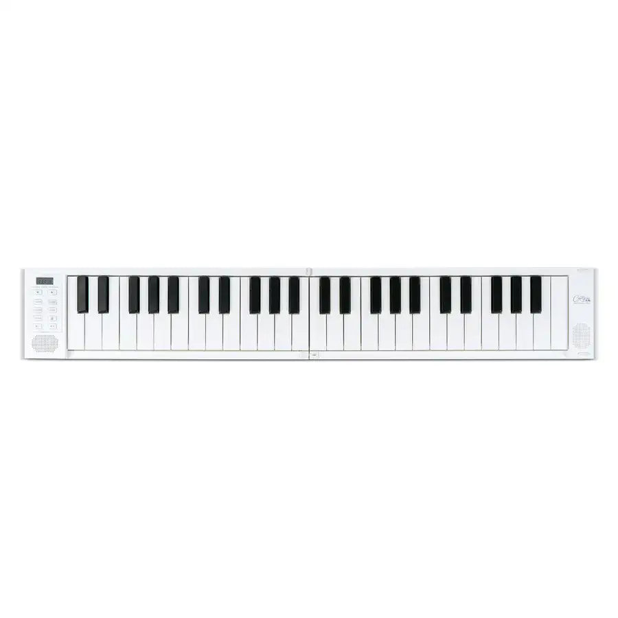 BLACKSTAR CARRY-ON-FP49T-WT Portable 49-Key Touch-Sensitive Folding Piano in white color, featuring Bluetooth connectivity.