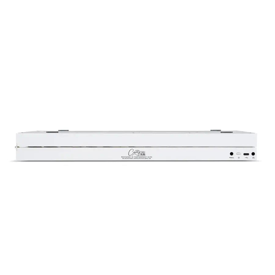 BLACKSTAR CARRY-ON-FP49T-WT Portable 49-Key Touch-Sensitive Folding Piano in white, featuring Bluetooth connectivity.